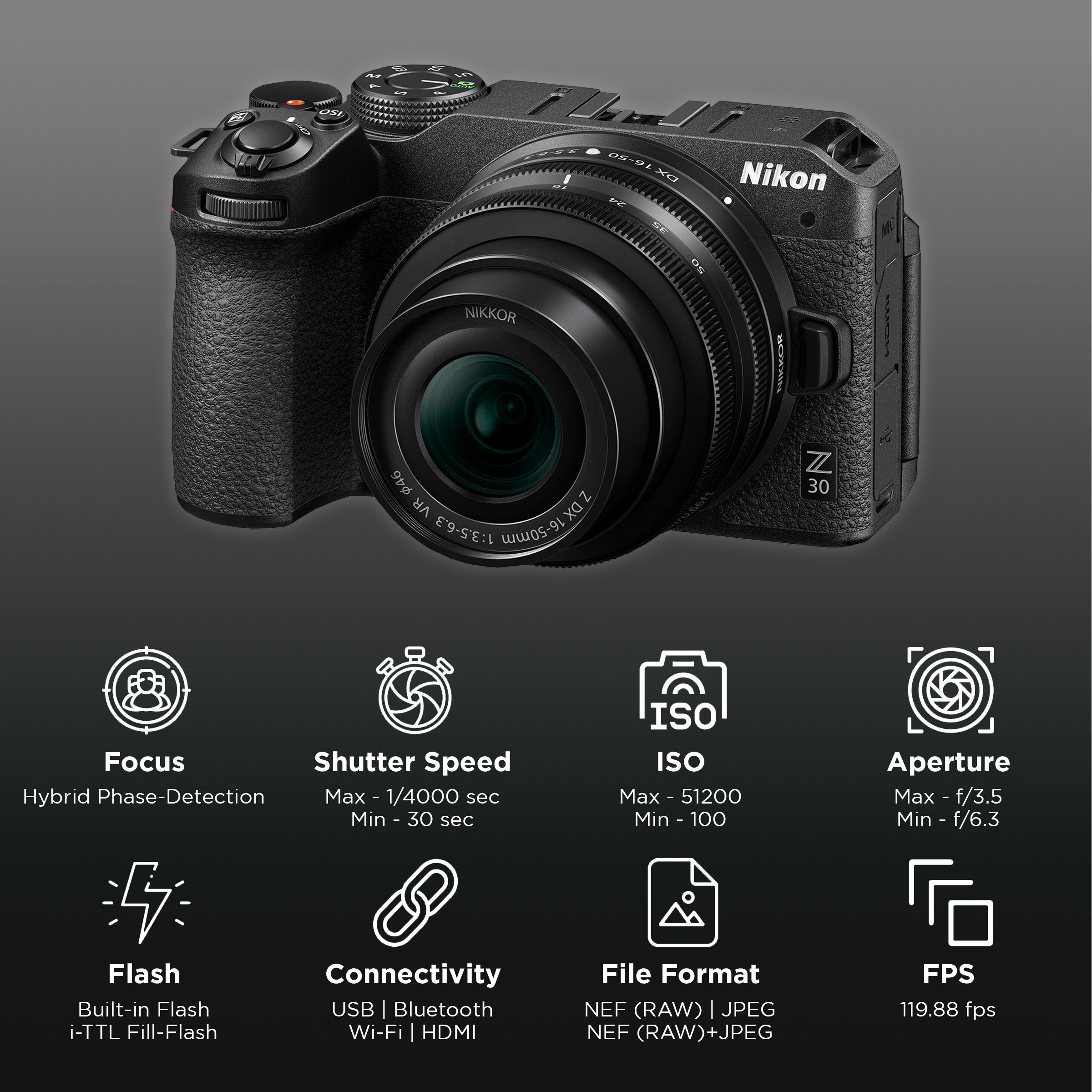 Buy Nikon Z 30 20.9MP Mirrorless Camera (16-50 mm Lens, 23.5 x
